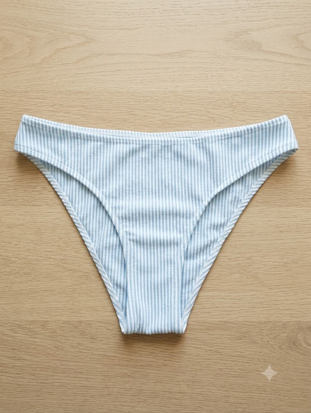 Striped Light Blue & White Bikini Bottom - Women Swim